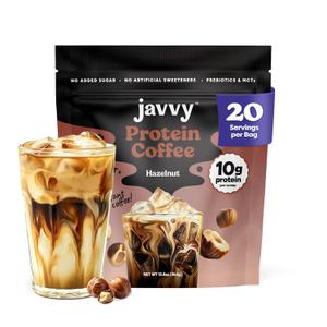 Hazelnut Protein Iced Coffee - Premium Whey Protein & Instant Iced Coffees - 100% Natural Cold Brew - Zero Artificial Flavors & Sweeteners, 80 mg Caffeine Per Serving, No Added Sugar, 20 Servings