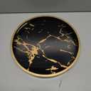 Hanobe Round Decorative Coffee Tray: Marble Black Serving Circle Tray with Handles Bar Table Trays for Living Room Drink Party Home Kitchen