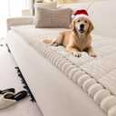 Couch Cover for Dogs Washable,Non Slip Fuzzy Durable Couch Covers for 3 Cushion Sofa Pet Friendly Sofa Cover Dog Thick Soft Slipcovers Protector Couches Mat Bed (White, 27.6" x 59"/70 x 150cm)