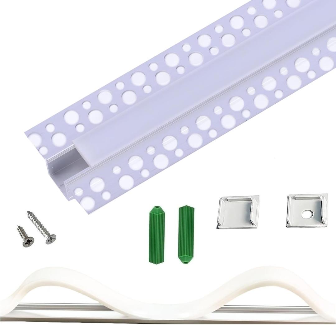 Plaster-in Trimless Ceiling Recessed LED Strip Channel Diffuser 10-Pack 3.3FT,Continuous Silicone Cover with Bilateral Upper Flange,Wide Aluminum Drywall Track (10X3.28FT, Bilateral Upper-Flanged)