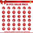 Joiedomi 36 Pcs Red Christmas Ball Ornaments Set, 2.3" Christmas Painting & Glittering Tree Hanging Decoration, Xmas Shatterproof Indoor Decoration for Tree Wreath Holidays Party Supplies