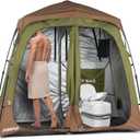 Porayhut Camping Shower Tent Deluxe Changing Room Easy Set Up Privacy Shelter,Large Toilet Tent with Floor Drain Design for Beach, Camping,Hiking with Stakes and Ropes for Stability, Avocado Green