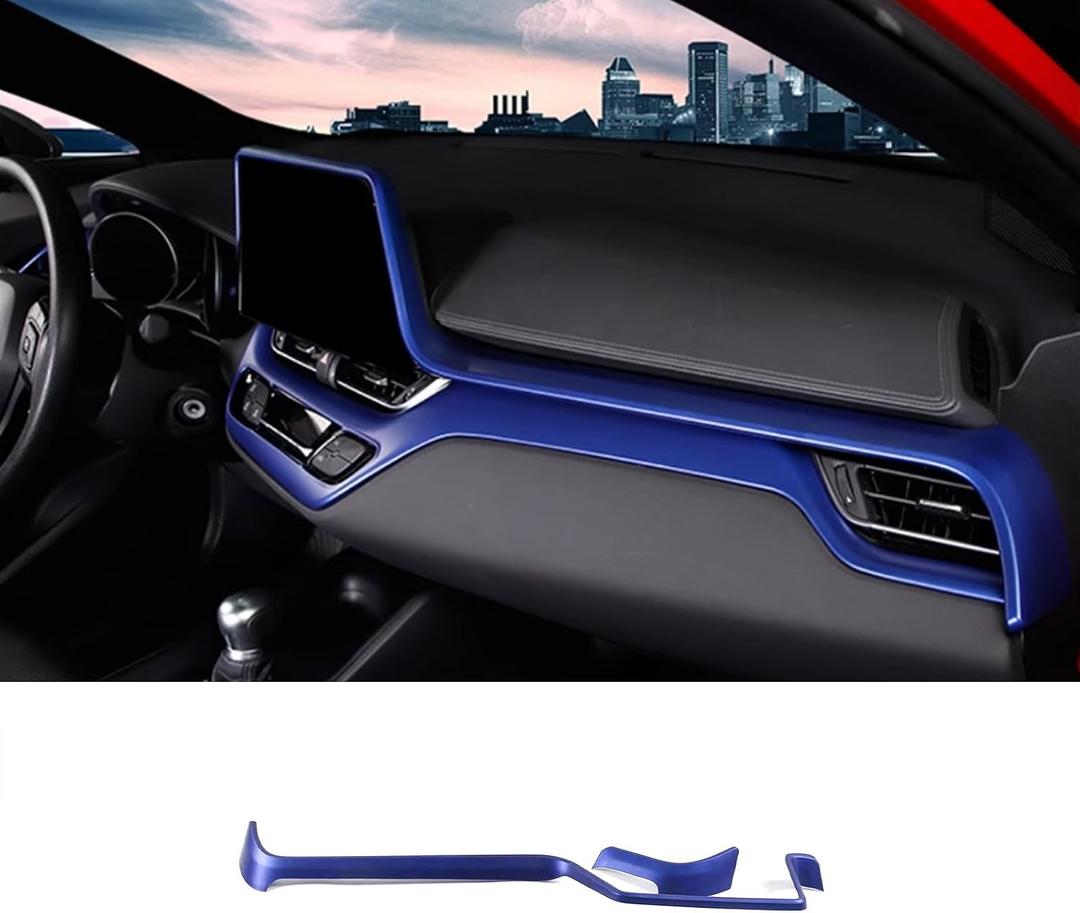 Car Accessories Fit for Toyota C-HR CHR 2018-2023 Upper Central Console Display Dashboard Panel Cover Trim (Blue) ABS 2 PCS Fit 9 inch Screen,Not Fit 7 inch Screen