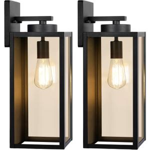 Large Size Outdoor Wall Light Fixtures, Exterior Lighting Fixtures Porch Sconces Wall Mounted, Waterproof Black Outdoor Wall Lanterns Lamps, Outside Lights for House Patio Front Door Entryway, 2-Pack