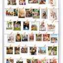 Collage Picture Frame,Photo Display Board with Clips,Hanging Pictures Frames Photos Wall Decor for Wedding Graduation Party Birthday Greeting Letter Christmas Cards Holder Organizer,39 inch(White)