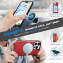 SHIELDON Wallet Case for iPhone 16 Pro Max 6.9", Genuine Leather 2 in 1 Removable Folio Magnetic Wireless Charging RFID Blocking Card Holder Kickstand Compatible with iPhone 16 Pro Max - Retro Red