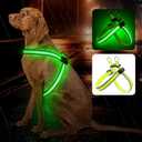Light Up Dog Harness LED No Pull USB Rechargeable Lighted for Night Walking Adjustable Illuminated and Reflective Vest for Small Medium Large Dogs (Green, S)