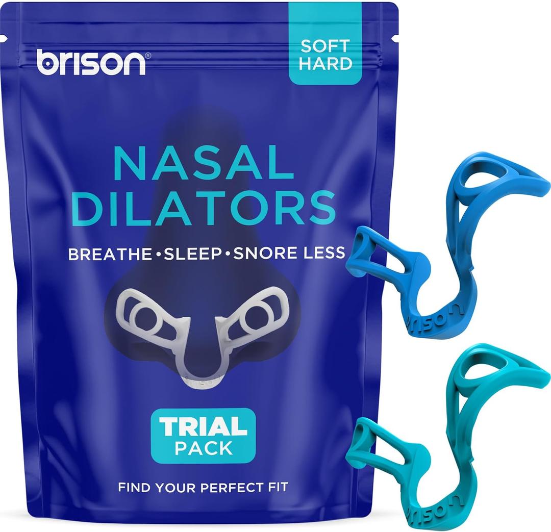 Brison Nasal Dilators for Breathing and Sleeping - 2 Pack Anti Snoring Nose Vents Opener for Better Breathing Sleeping and Activity Improves Airflow - 2pcs Soft-Hard (Turquoise Blue - Starter)