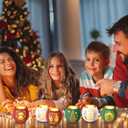 VIHOSE 6 Set Christmas Votive Candle Holders Xmas Red Green White Glass Tea Light with LED Battery Operated Candles Flameless Lights Christmas Table Decorations for Home Table Centerpiece Decor Gifts