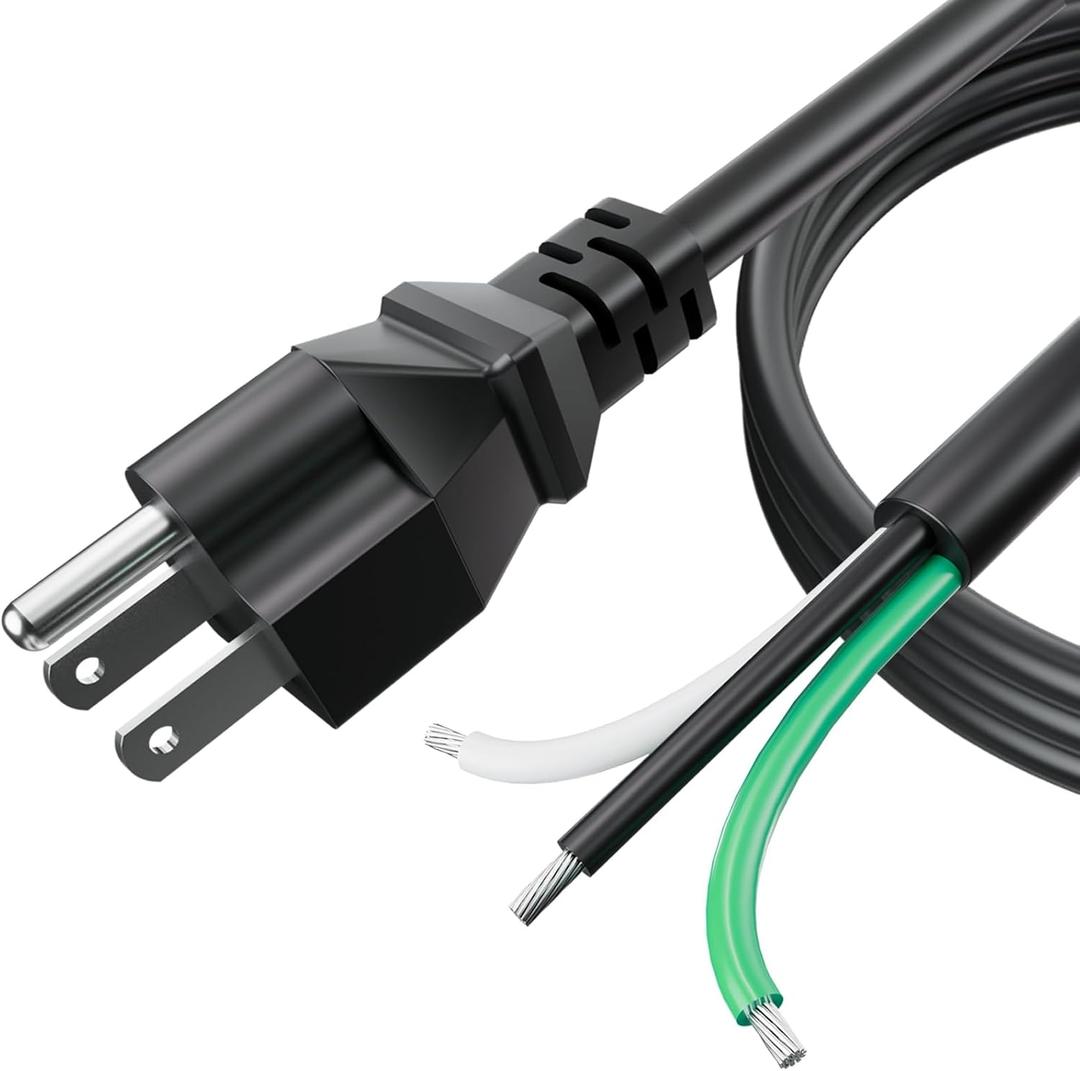 LaWana 6ft 12 Gauge 3 Prong Heavy Duty Replacement Power Supply Cord Cable 110V 115V 120V Pigtail,for Appliance, Power Tools,Compatible with Dishwashers,12 AWG 3 Conductor Wire Cable (Black 6 feet)