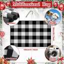 Dunzy 2 Pcs Christmas Welcome Mat Outdoor Reindeer Doormat 17x30 & Black White Plaid Entrance Rug 28x43 Non Slip Floor Mat Layered for Indoor Outside Xmas Elk Home Front Door Porch Entryway Decor (Let It Snow)