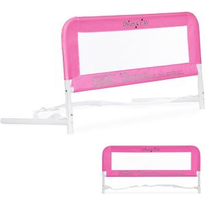 Dream On Me Lightweight Mesh Security Adjustable Bed Rail for Toddler, Breathable Mesh Fabric, Suitable for All Types Of Beds, Reinforced Anchor System Bed Guard Rail, Blush Pink