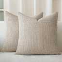 a moment Taupe Chenille Throw Pillow Covers 18x18 Inch Pack of 2 Modern Decorative Throw Pillow Covers Farmhouse Cross Covers Home Decor for Sofa Bedroom Living Room