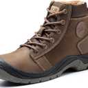 NBUUNBU Steel Toe Work Boots for Men Safety Work Shoes Slip Resistant Abrasion Resistance Leather Insulated Indestructible Boots Breathable Construction Footwear, 42