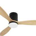 raccroc 52in Quiet Ceiling Fan with LED Light DC motor Large Air Volume Remote Control 3 Solid Wood Blades,Ceiling Fan for Kitchen Bedroom Dining room Patio