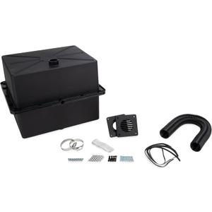 Camco Side-by-Side Double Battery Box | Features Vented Design to Expel Hazardous Gases & Holds (2) Group 24 Batteries | RV Accessories Include Battery Box, Hose, Louvered Vent Grill & More (55385)