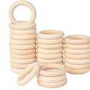 30 Pcs Wooden Rings for Craft, 55mm 2.2inch, Natural Wood Rings for Macrame Pendant Connectors,Jewelry Making, Decor DIY Craft