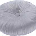 HLOVME Round Pillow Cushion for Couch Velvet Decorative Small Throw Pillow Solid Color for Living Room Bed Floor 13.7”, Light Gray