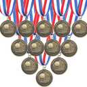 RoundFunny 12/24/36 Pcs Award Medals Bulk Basketball Soccer Football Gold Silver Bronze Trophy Award with Neck Ribbon Sports Medal Prize Gifts for Sports Competition Party