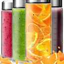 16oz Glass Juice Bottles with Lids 4-Pack, Wide Mouth Reusable Water Bottles for Juicing, Smoothies, Infused Water - Leakproof BPA Free Premium Clear Glass & Stainless Steel Lids, Fridge Safe