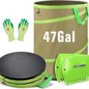 Colwelt Collapsible Garden Bag 47Gallon, Collapsible Leaf Bags with Hard Bottom, Heavy Duty Yard Waste Bag Leaf Bin, Leaf Pop up Trash Can (come with Leaf Scoop, Garden Gloves)