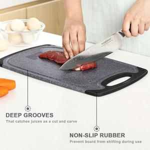 Cutting Board for Kitchen, Large-Small Cutting Board, Dishwasher Safe, Juice Groove, Easy Grip Handle, Non-Slip Rubber Cutting Board (Dark Gray)