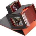 Card Deck Box for MTG Commander - Patented Design, Commander Display, Fits 100 Double-Sleeved Cards, 35pt Card Brick & Dice Tray - Grey/Orange