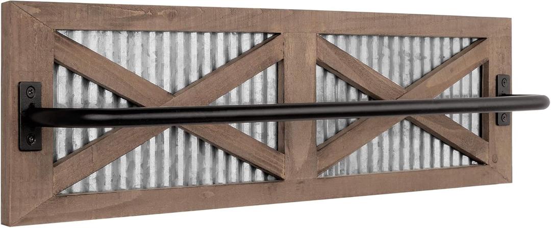 Autumn Alley Farmhouse Rustic Towel Rack Holder - Wood Towel Rack - 24" - Farmhouse Bathroom Hardware for Rustic Bathroom and Country Kitchen Style Dcor - Wall Mounted, Western Accessories (Brown)