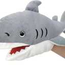 JUSTQUNSEEN Shark Hand Puppet Realistic Plush Puppet 13", Puppets for Kids Ocean Animal Hand Puppet with Moveable Mouth,Soft Stuffed Shar k Puppet Story Toys Shark Puppets Role Play Teaching Gift