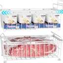 iSPECLE Freezer Organizer Bins - 2 Pack Large Stackable & Hanging Deep Freezer Organizer Bins for 10 to 20 Cu.Ft Chest Freezer Easily Gets Bottom Food, Expandable Adds Space to Store More Food, White