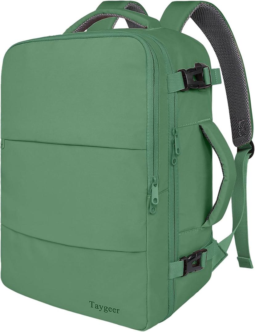 Taygeer Travel Backpack for Women Men, TSA Approved Carry On Backpack with USB Charging Port & Shoe Pouch (Large, Peridotgreen)