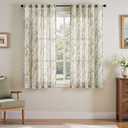 jinchan Linen Blend Curtain Floral Curtains for Living Room 26×25 Inch Length Sage Green Printed Curtain Rod Pocket Back Tab Farmhouse Peony Flower Patterned Drapes Bedroom Window Curtains Set 2 Panels