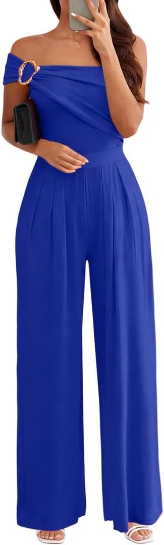 knowfashionstyle Jumpsuit For Women Dressy Off Shoulder Casual Wide Leg Pants Formal Jumpsuits Party Sexy One Piece Outfits