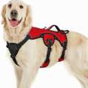 rabbitgoo Escape Proof Dog Harness, Soft Padded Full Body Pet Harness, Reflective Adjustable No Pull Vest with Lift Handle and Leash Clip for Large Dogs Walking Hiking Training, L, Red