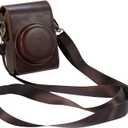 ZV-1F Case, Camera Case for Sony ZV-1F/ ZV-1 II/ZV-1M2 Digital Camera, Digital camera PU leather storage bag with removable shoulder strap. (Vertical, Brown)