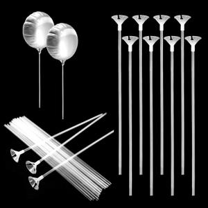 cobee 20 Pcs Balloon Holder Sticks, Plastic Balloon Sticks With Bases, Long Balloon Holder Sticks Balloon Weights for Tying Balloon Arch Anniversary, Birthday, Parties, Wedding Decorations