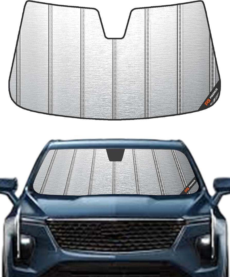 Windshield Sun Shade for Cadillac XT4 2019-2025,Heavy-Duty Thick Blackout Front Window Sunshade Summer Car Protector Block UV Rays (Metallic)