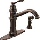 Moen Belfield Oil Rubbed Bronze Traditional One Handle High Arc Kitchen Faucet with Side Spray and Optional Deckplate Included, 7245ORB