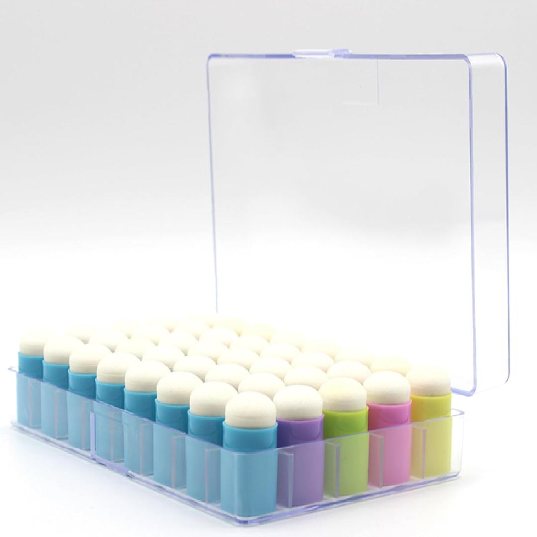 40pcs Finger Sponge Daubers with Storage Case Colorful Craft Drawing Sponge Dauber Set Sponge Daubers for Painting Art Ink Crafts Chalk Card Making