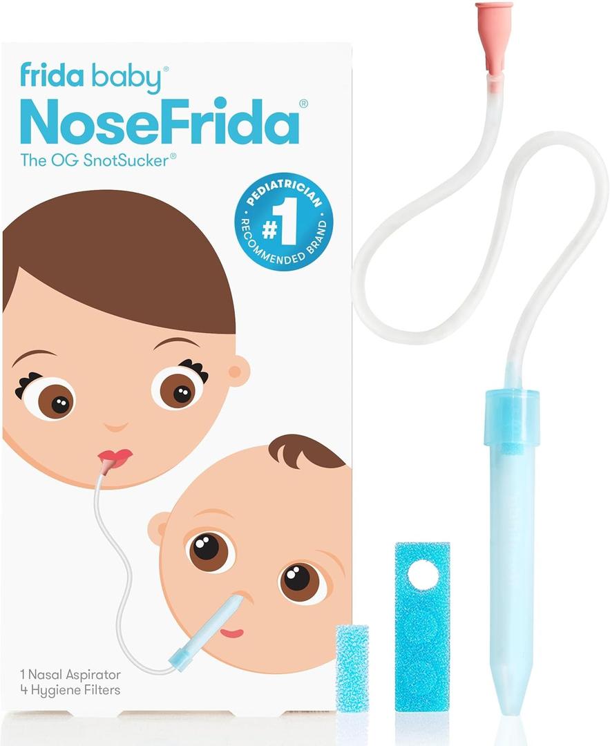 Frida Baby NoseFrida SnotSucker for Baby, Nasal Aspirator for Baby, Nose Sucker Nasal Aspirator for Allergy Relief + Congestion Relief, FSA/HSA Eligible (5 Piece Set)