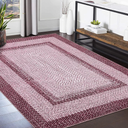 Washable Area Rug for Living Room Indoor Mats for Entryway Soft Bedroom Rug Non Slip Modern Braided Print Area Rug Farmhouse Throw Rugs Low Pile Stain Resistant Carpet 48x72 inch Pink