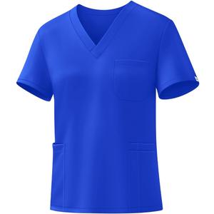 Eadflie V-Neck Scrub Tops Women - Stretchy 3-Pocket Nurse Scrubs with Medical Uniform Fit (Royal Blue/ M)