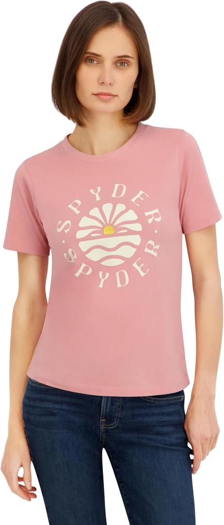 Spyder Women's Retro Sunset Graphic Short Sleeve Tee T-Shirt (Pink, M)