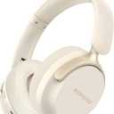 RORSOU B8 Bluetooth Headphones Over Ear, 6 EQ Music Modes and 50H Playtime Deep Bass Wireless Headphones with Mic, Lightweight Folding HiFi Stereo Headset for iPad/Travel/Tablet/PC/Home Beige White