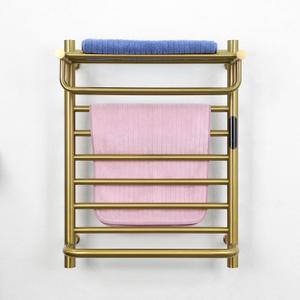 Gold Wall Mounted Heated Towel Rack, Gold Towel Warmer Rack for Bathroom, Timer & Temperature Control Electric Towel Drying Rack with Top Shelf (14 Bars with Top Shelf Brushed Gold A, Hardwired)