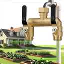 Hose Splitter 2 Way Heavy Duty, Full Flow Garden Hose Splitter with 2 Long Metal Handles, Brass Rust and Freeze Resistant Water Hose Bib Splitter, T Adapter Connector with 3/4 - Inch GHT ThreadBlack