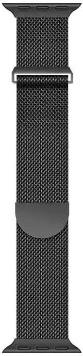 Milanese Loop Stainless Steel Magnetic Wrist Strap for Apple Watch - Compatible with Series 1-8 & SE (Black)