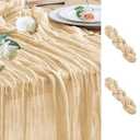 Wokceer Cheesecloth Table Runner 2Pack 10FT Sand Boho Gauze Cheese Cloth Table Runner for Party Long Rustic Sheer Table Runners for Baby Bridal Shower Wedding Easter Table Decor, Beige
