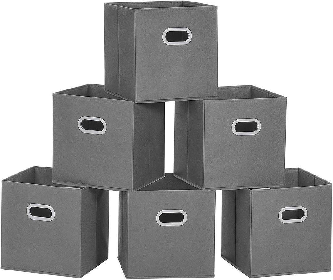 MaidMAX Storage Bins 12x12x12, for Home Organization and Storage, Toy Storage Cube, Closet Organizers and Storage, with Dual Plastic Handles, Grey, Set of 6