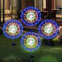 Solar Garden Firework Lights Outdoor Waterproof 4 Pack Solar Powered Art Stake Twinkle Outside Solar Lighting Upgrad 180 LED Sparklers Lights for Yard Party Decorations (Colorful)